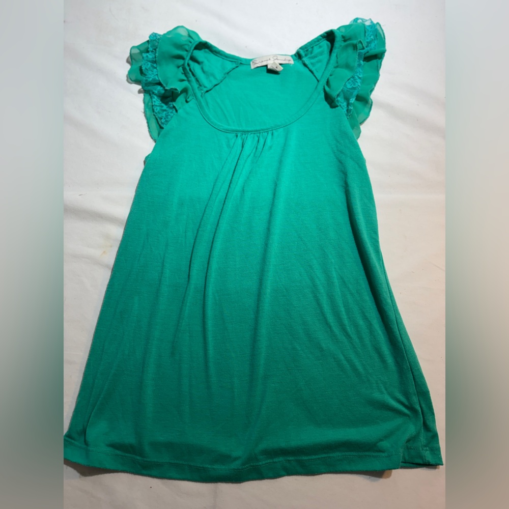 French Laundry Flutter Sleeve Green Women's Top Sz small
